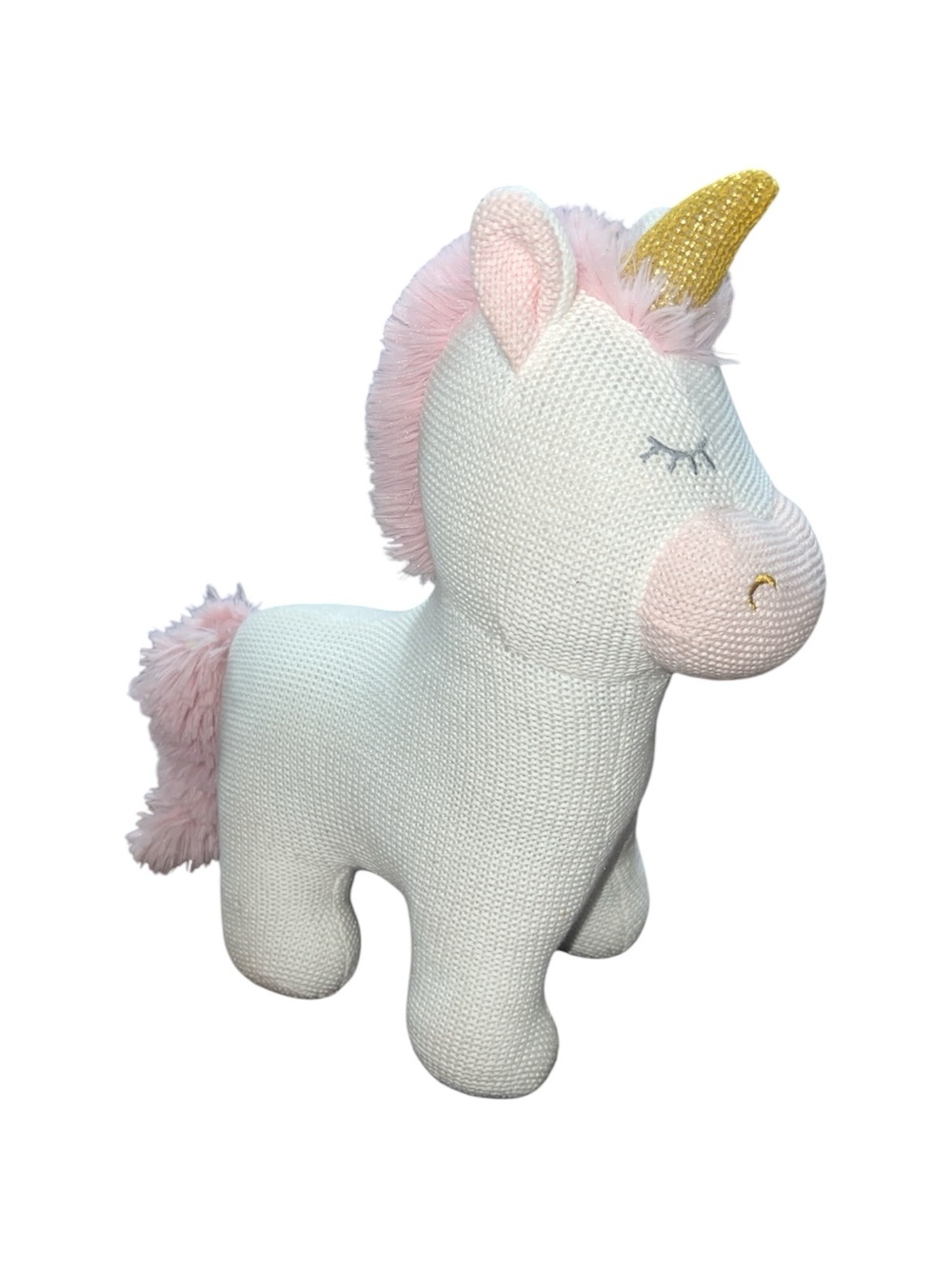 Living Textiles Kelly Unicorn Cotton Knit Plush Rattle Toy